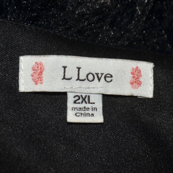 L Love Boutique Black Furry Shaggy Long Open Front Sweater Vest Womens Size 2XL - Picture 9 of 11